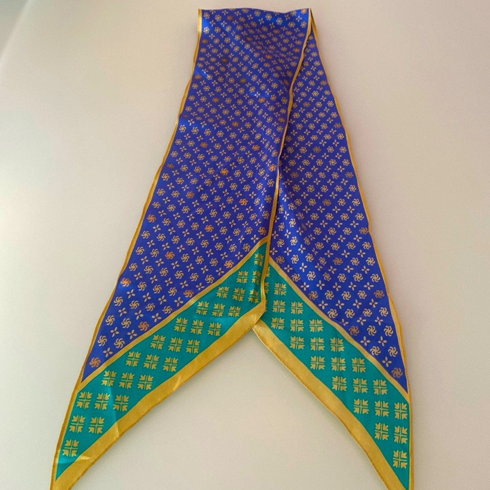 Blue gold, and green Twilly scarf
